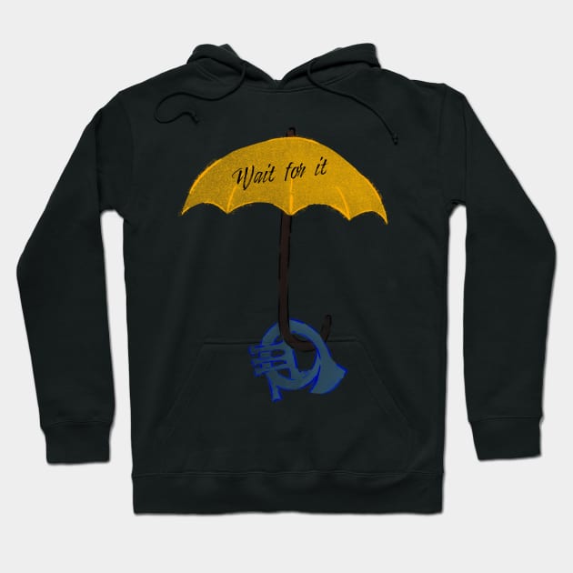 Yellow umbrella and blue horn black - Wait for it - pink Hoodie by Uwaki